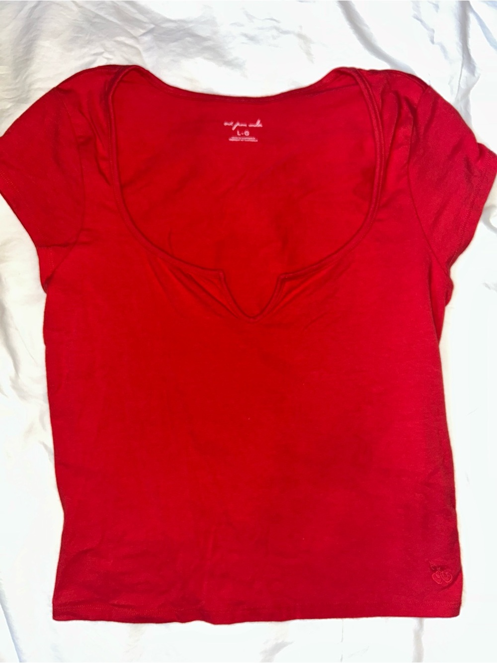 Urban Outfitters Out From Under Red Scoop Neck Short Sleeve Tee